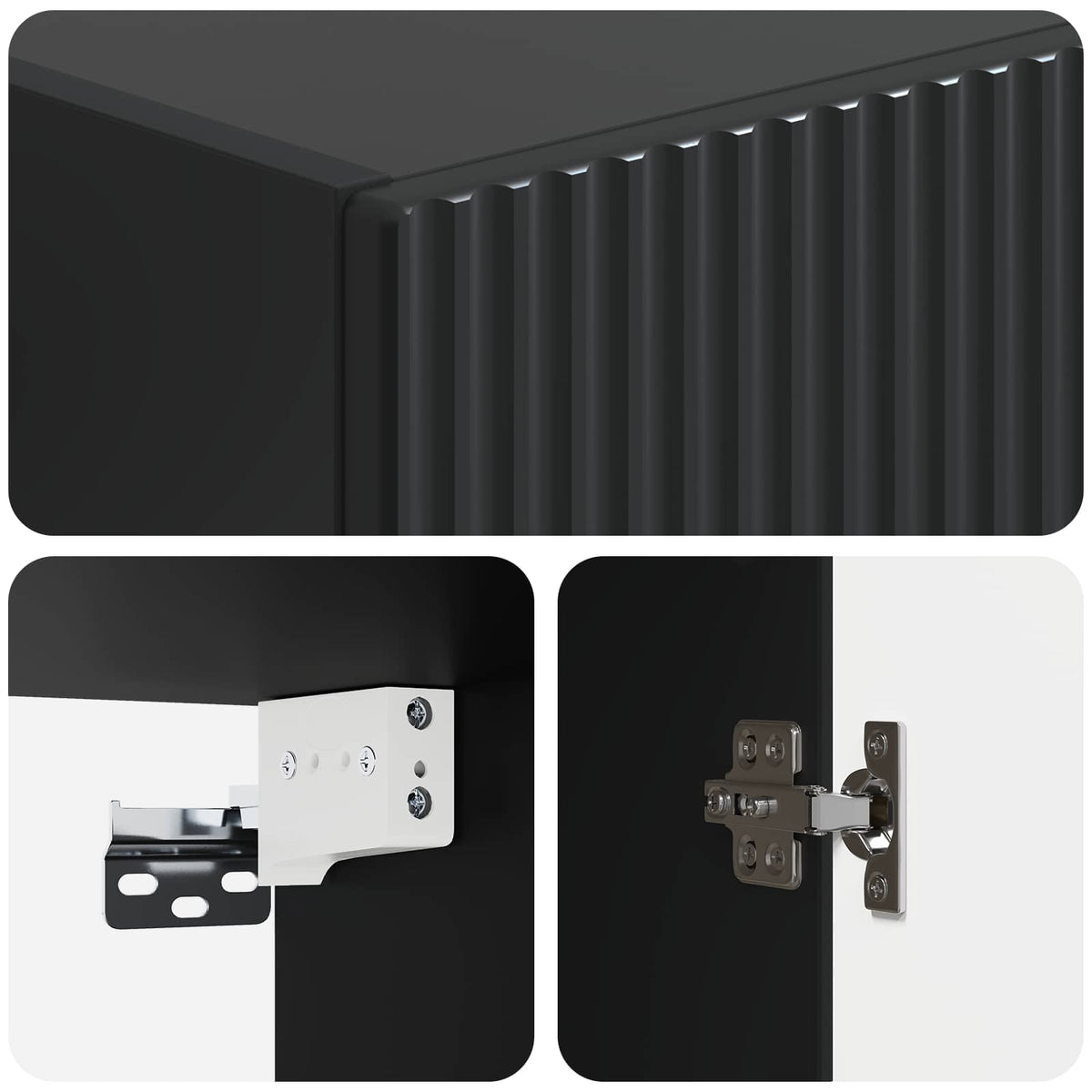 Cabinet Set 2 pcs Black Engineered Wood