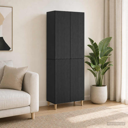 Cabinet Set 2 pcs Black Engineered Wood