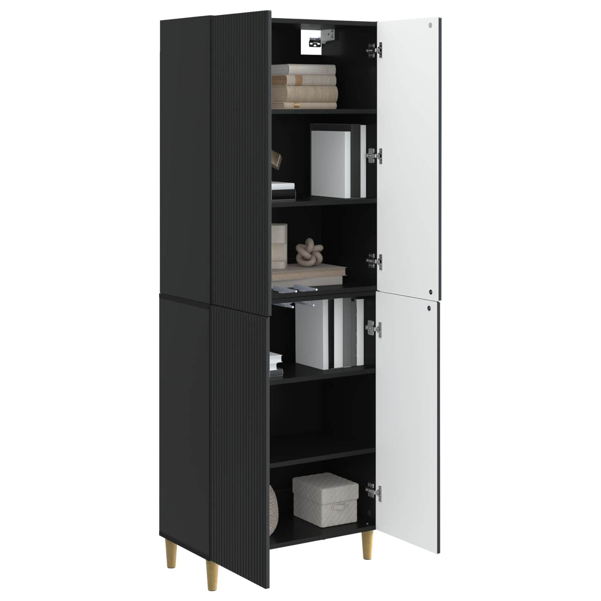 Cabinet Set 2 pcs Black Engineered Wood