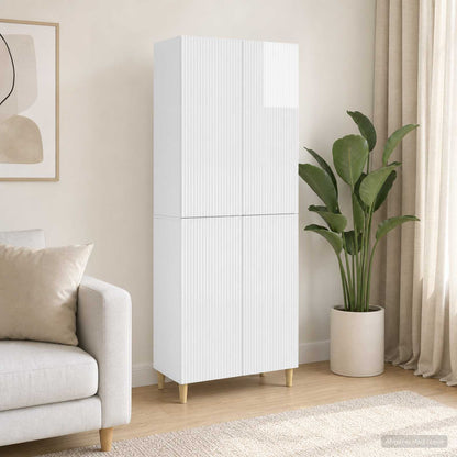 Cabinet Set 2 pcs High Gloss White 66 x 34.5 x 90 cm