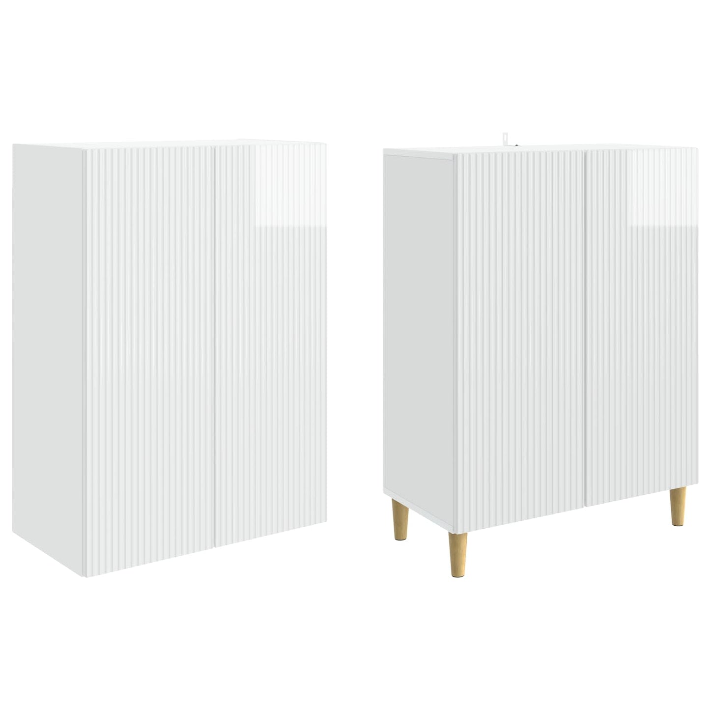 Cabinet Set 2 pcs High Gloss White 66 x 34.5 x 90 cm
