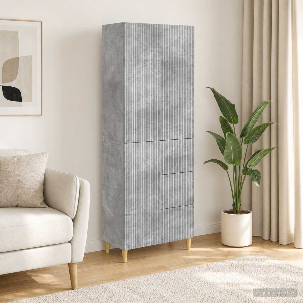 Cabinet Set 2 pcs Concrete Grey Engineered Wood