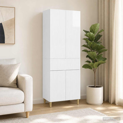 Cabinet Set 2 pcs High Gloss White 66 x 34.5 x 90 cm