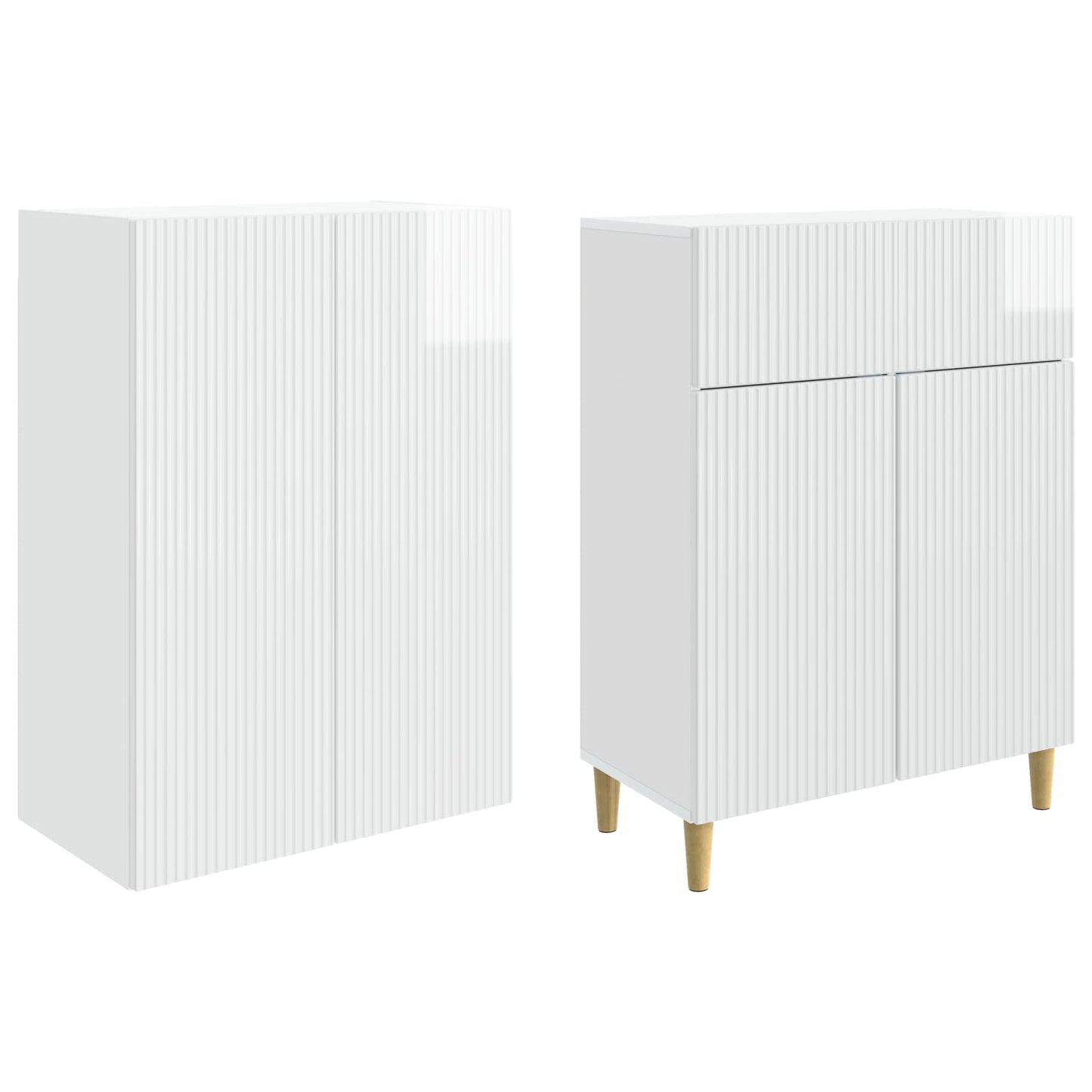 Cabinet Set 2 pcs High Gloss White 66 x 34.5 x 90 cm
