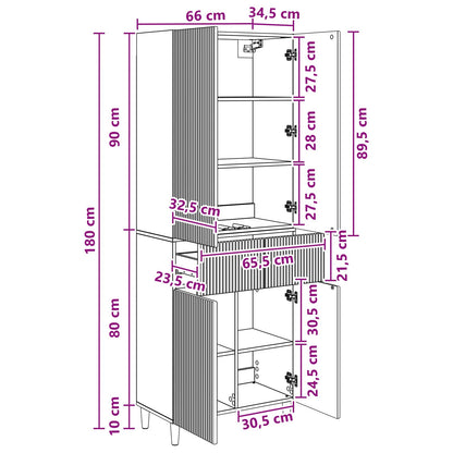 Cabinet Set 2 pcs High Gloss White 66 x 34.5 x 90 cm