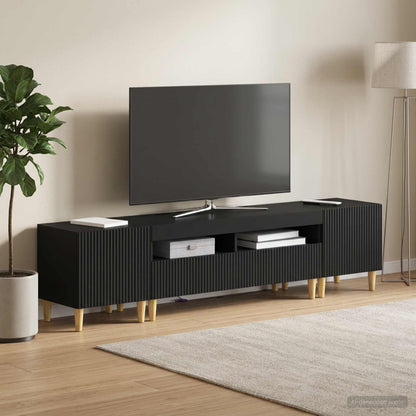 5 Piece LED TV Cabinet ARNHEM Black Engineered Wood