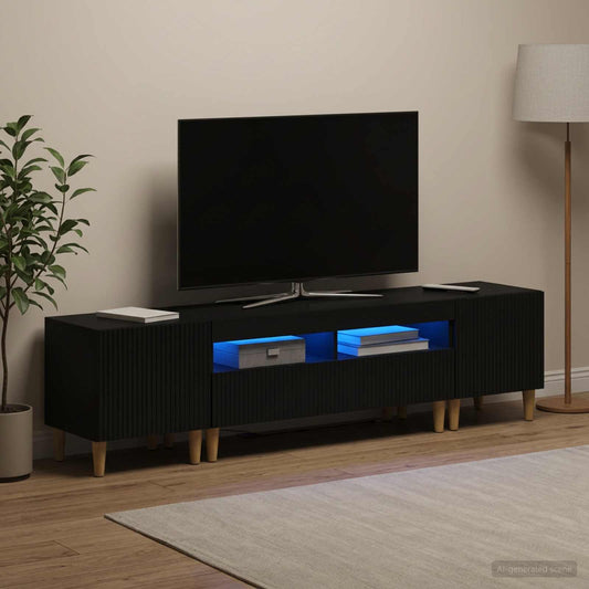 3 Piece LED TV Cabinet ARNHEM 3 pcs Black Engineered Wood