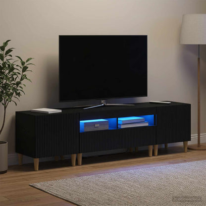 5 Piece LED TV Cabinet Black Engineered Wood