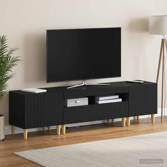 3 Piece LED TV Cabinet ARNHEM 3 pcs Black Engineered Wood