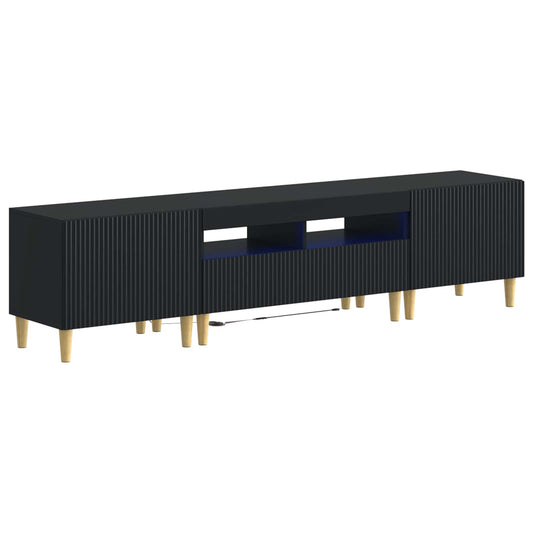 5 Piece LED TV Cabinet Black Engineered Wood