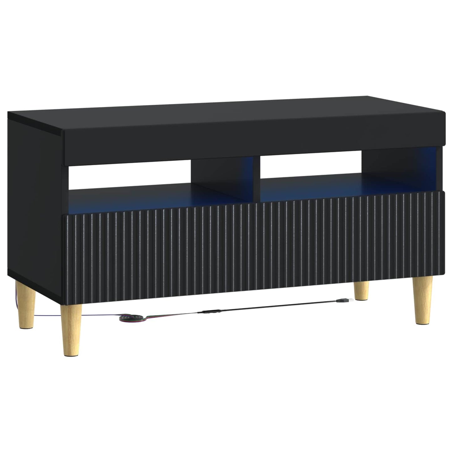 5 Piece LED TV Cabinet Black Engineered Wood