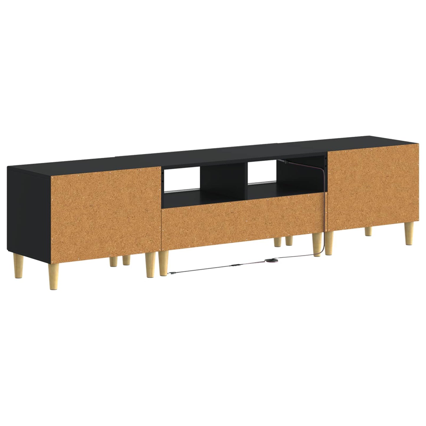 5 Piece LED TV Cabinet Black Engineered Wood