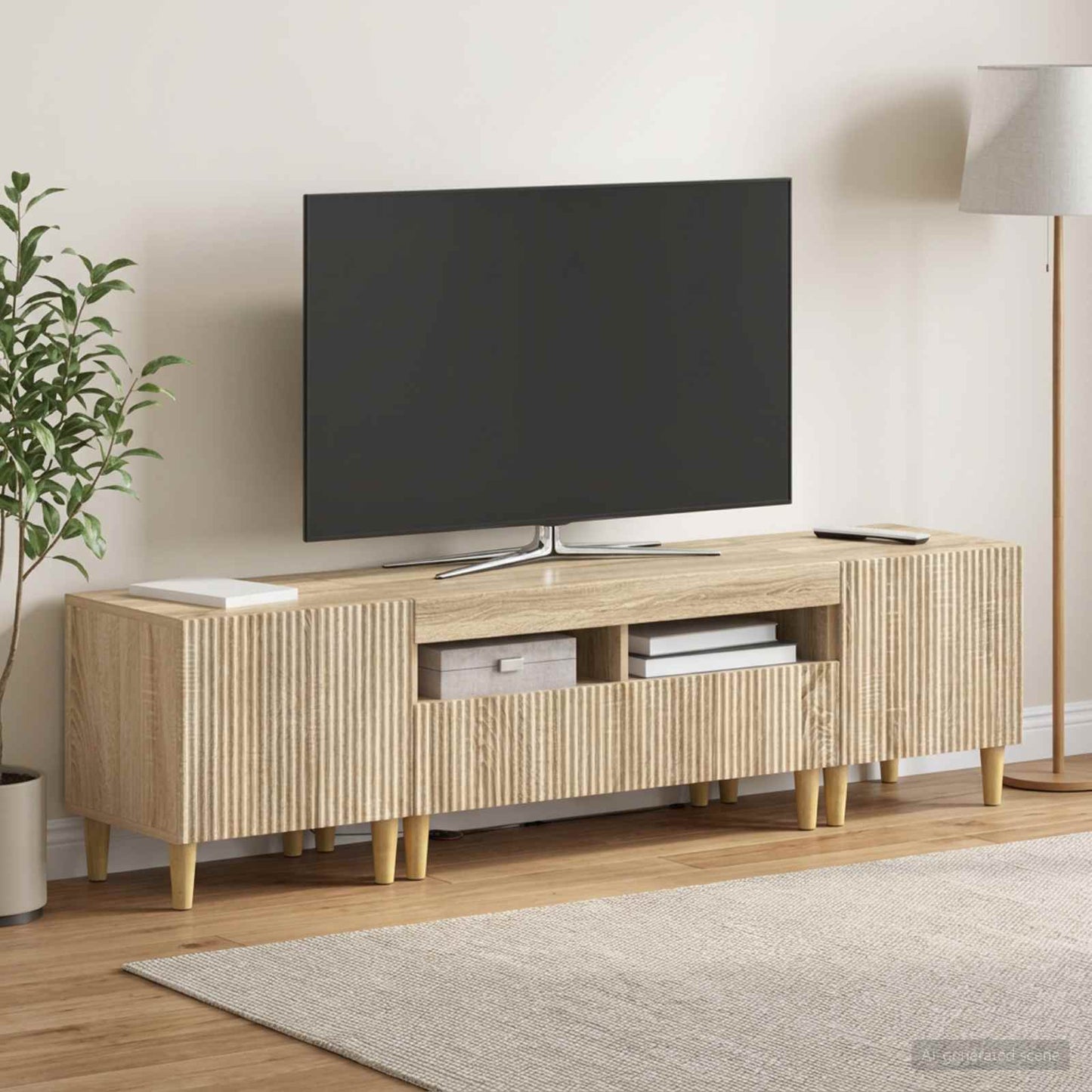 5 Piece LED TV Cabinet Sonoma Oak Engineered Wood