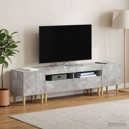 5 Piece LED TV Cabinet Concrete Grey Engineered Wood