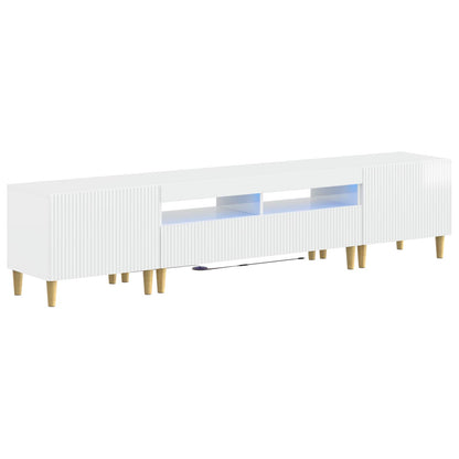 5 Piece LED TV Cabinet High Gloss White Engineered Wood