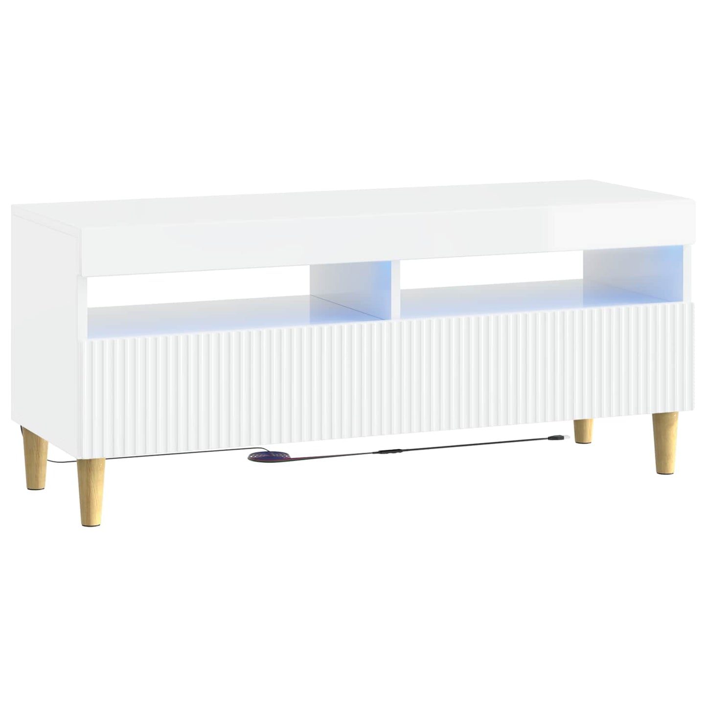 5 Piece LED TV Cabinet High Gloss White Engineered Wood