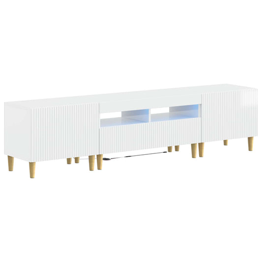 5 Piece LED TV Cabinet High Gloss White Engineered Wood