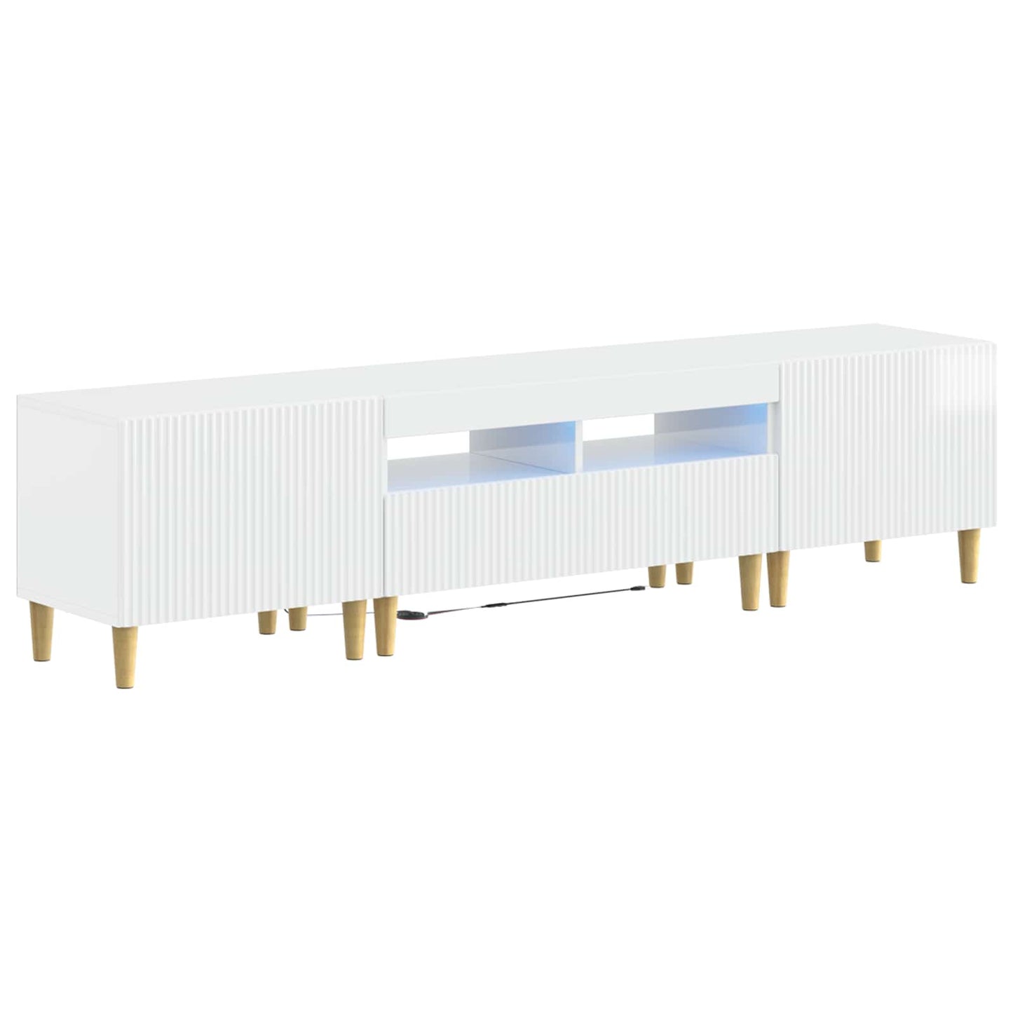 5 Piece LED TV Cabinet High Gloss White Engineered Wood