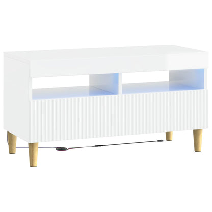 5 Piece LED TV Cabinet High Gloss White Engineered Wood