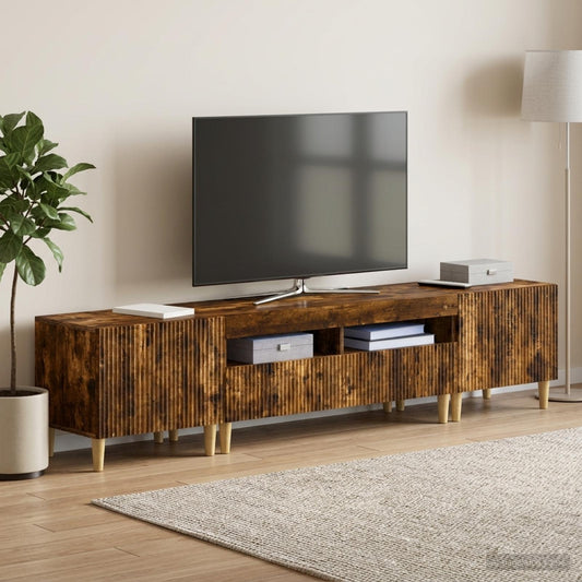 3 Piece LED TV Cabinet ARNHEM 3 pcs Smoked Oak Engineered Wood