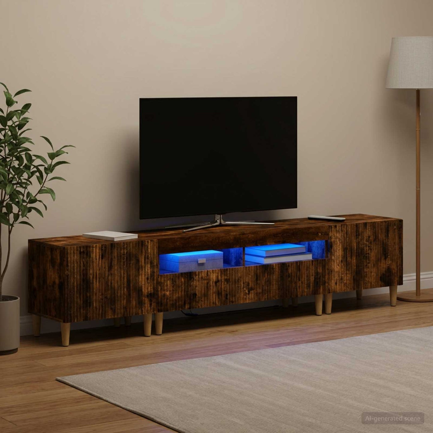 5 Piece LED TV Cabinet ARNHEM Smoked Oak Engineered Wood
