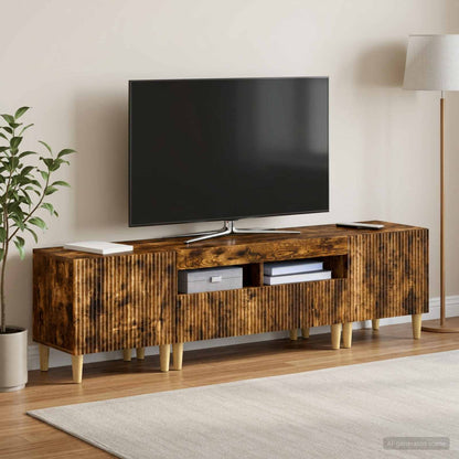 5 Piece LED TV Cabinet Smoked Oak Engineered Wood