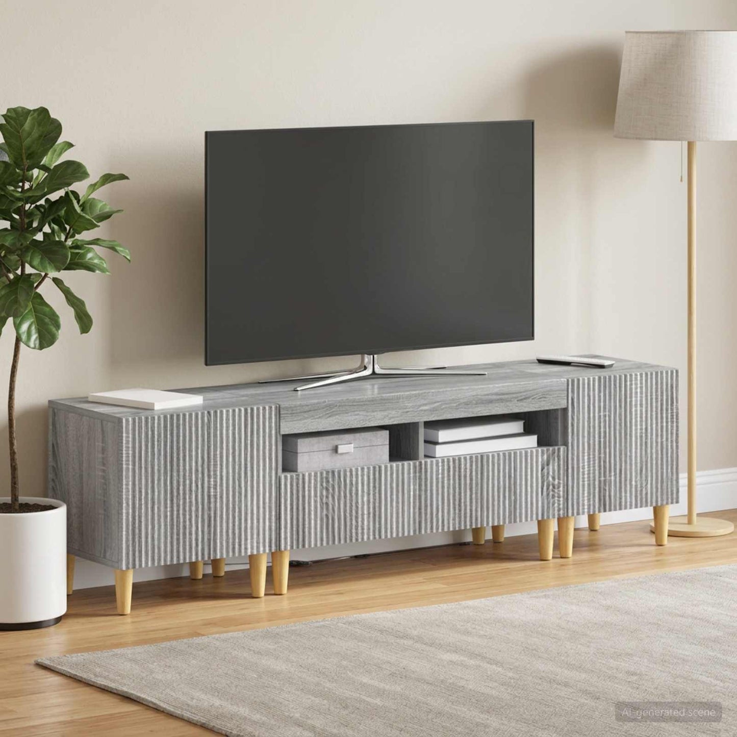 5 Piece LED TV Cabinet Grey Sonoma Engineered Wood
