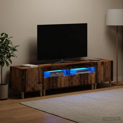 5 Piece LED TV Cabinet Old Wood Engineered Wood