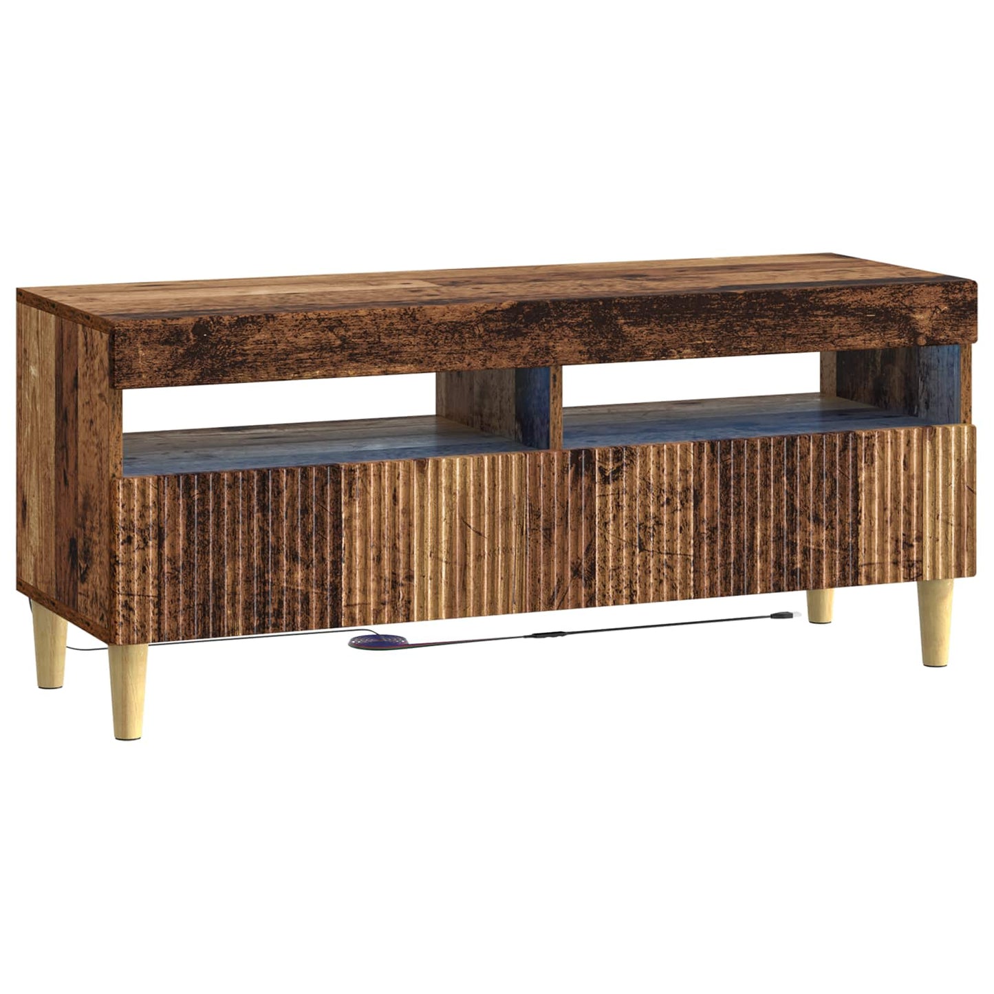 5 Piece LED TV Cabinet Old Wood Engineered Wood