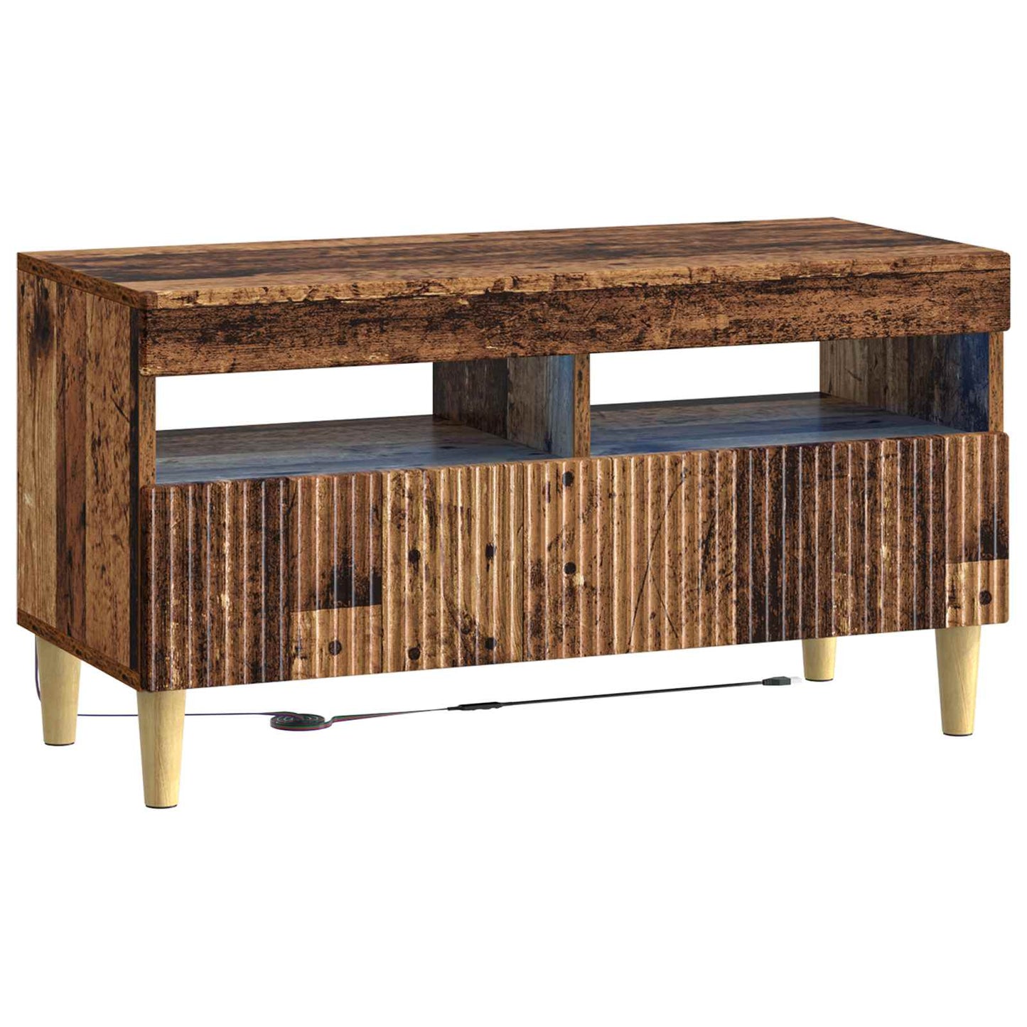 5 Piece LED TV Cabinet Old Wood Engineered Wood