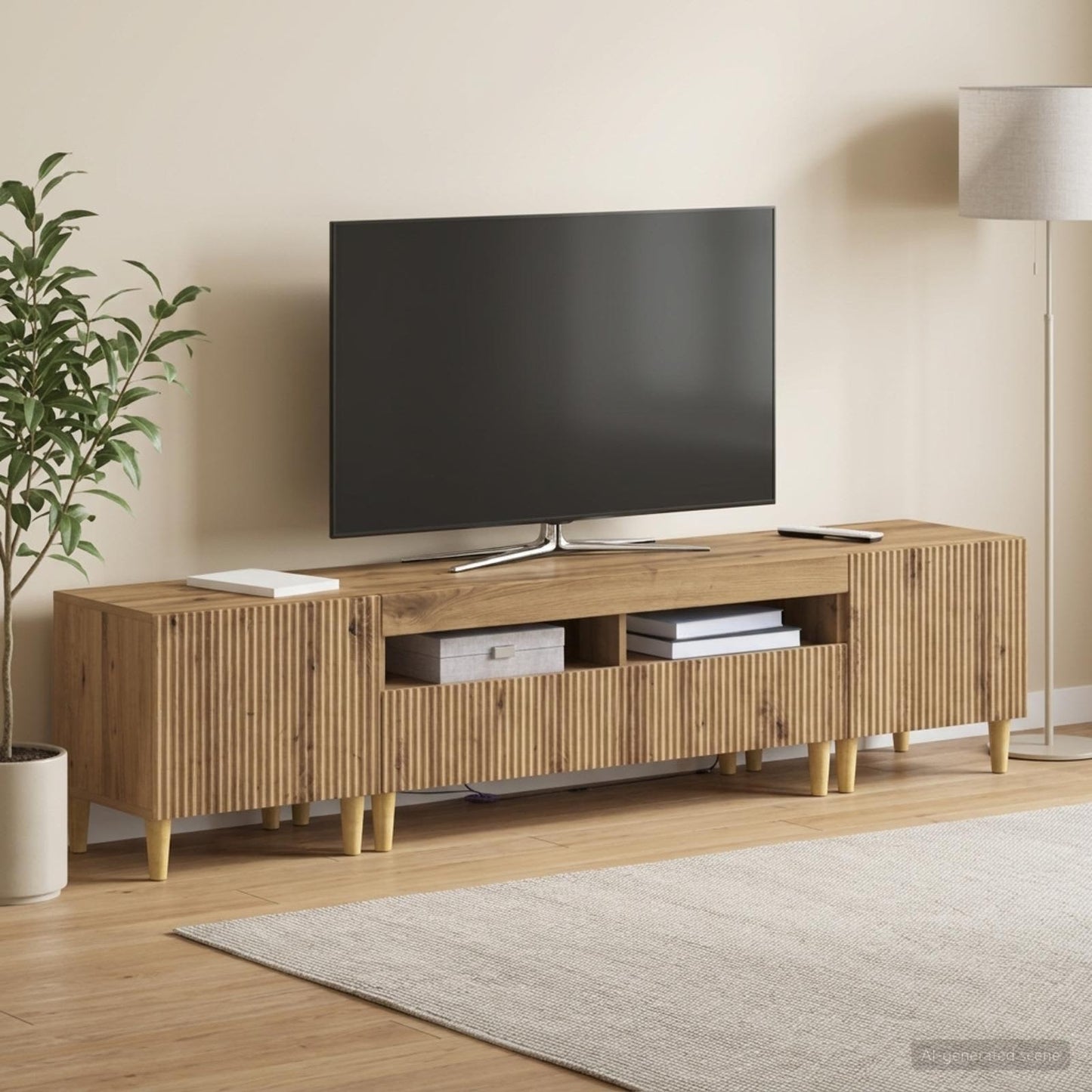 5 Piece LED TV Cabinet Artisan Oak Engineered Wood