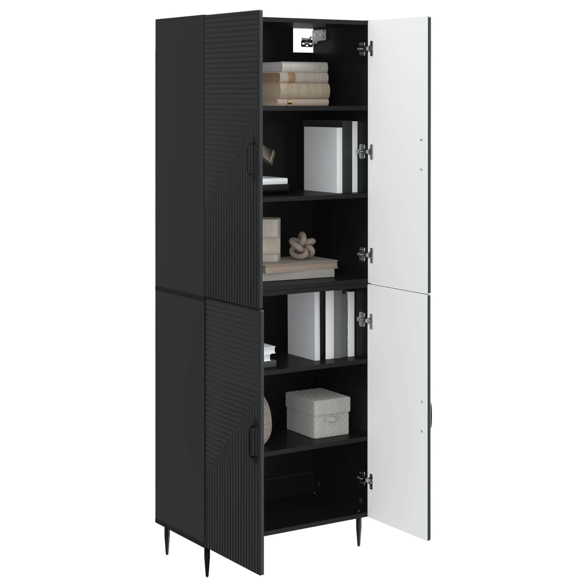 Cabinet Set 2 pcs Black Engineered Wood