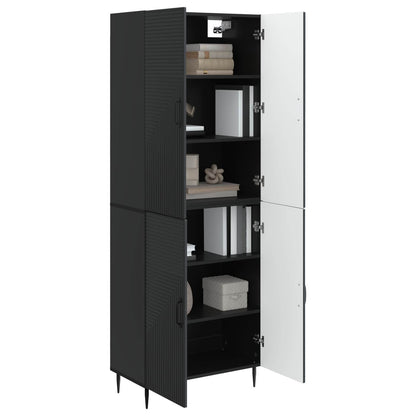 Cabinet Set 2 pcs Black Engineered Wood