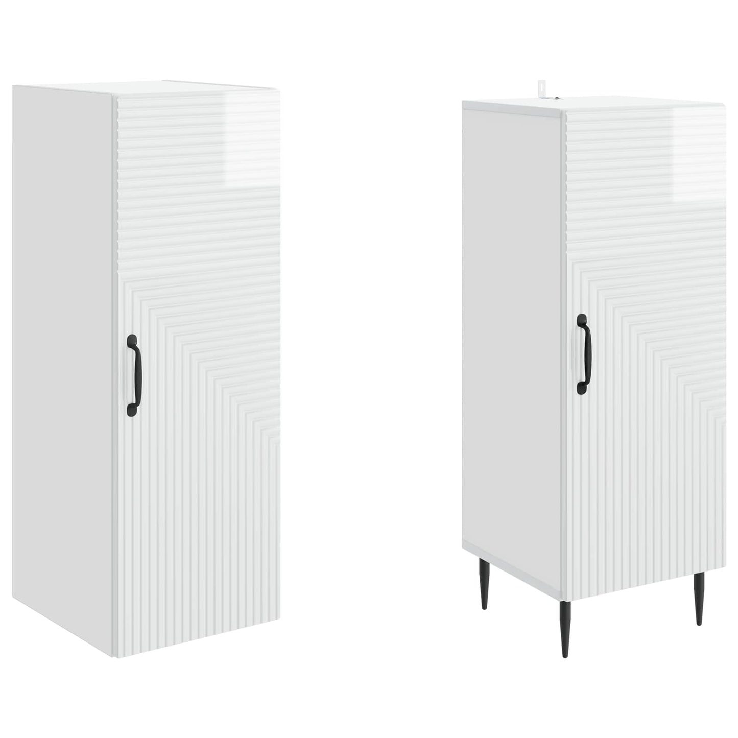 Cabinet Set 2 pcs High Gloss White 33 x 34.5 x 89.5 cm