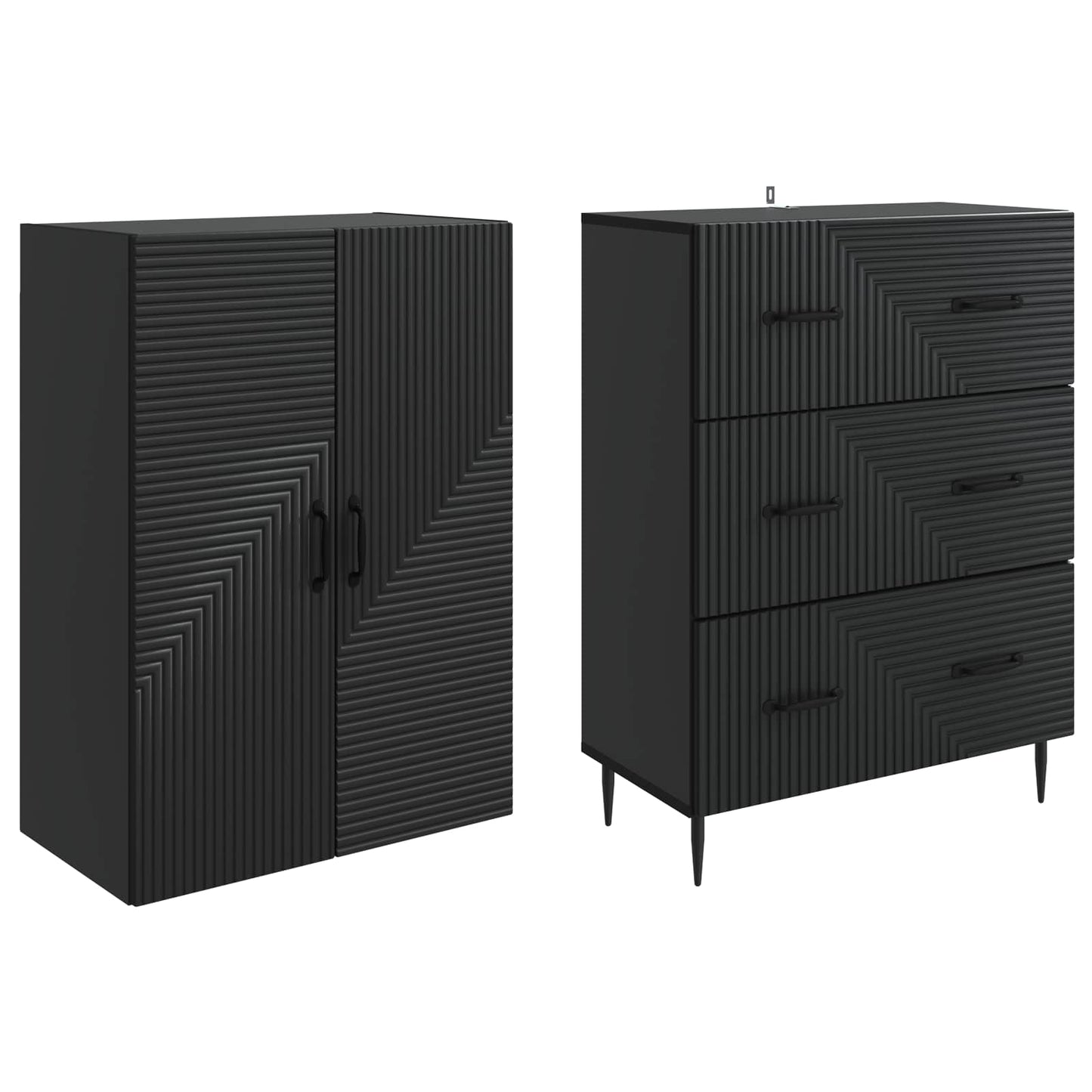 Cabinet Set 2 pcs 66 x 34.5 x 90 cm Engineered Wood Black