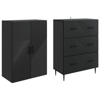 Cabinet Set 2 pcs 66 x 34.5 x 90 cm Engineered Wood Black