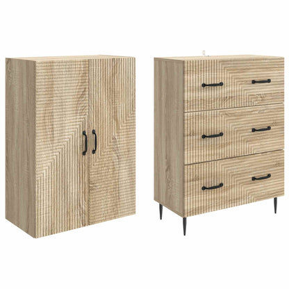 Cabinet Set 2 pcs 66 x 34.5 x 90 cm Engineered Wood Sonoma Oak