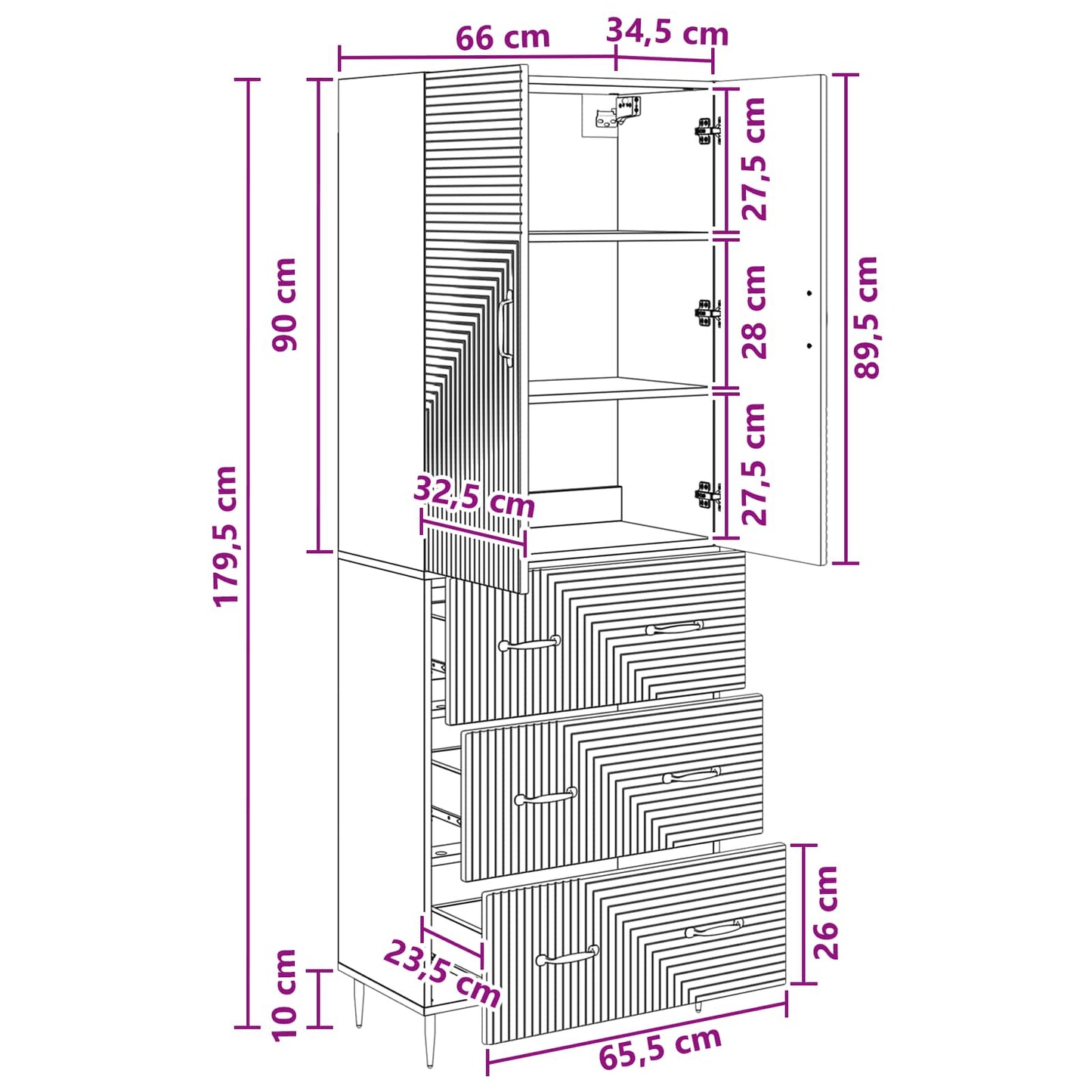 Cabinet Set 2 pcs 66 x 34.5 x 90 cm Engineered Wood