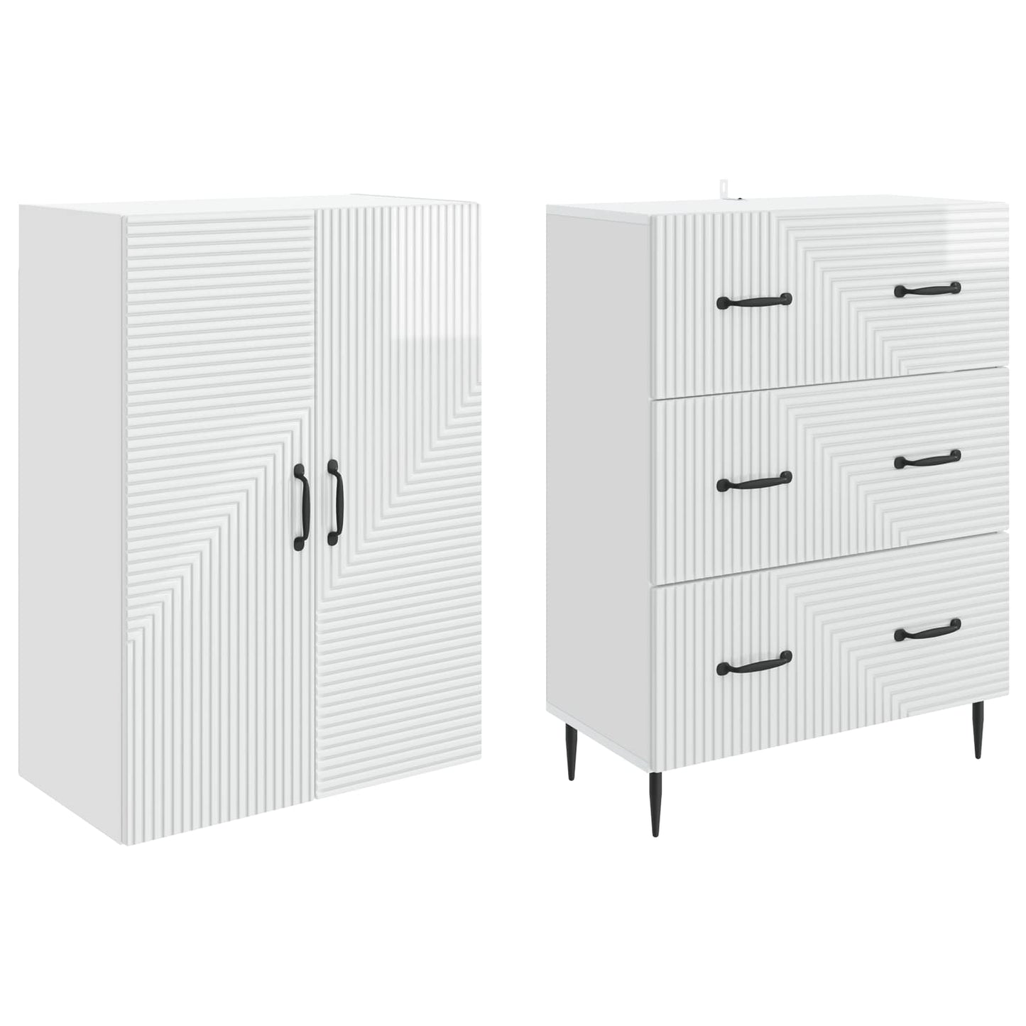 Cabinet Set 2 pcs High Gloss White 66 x 34.5 x 90 cm