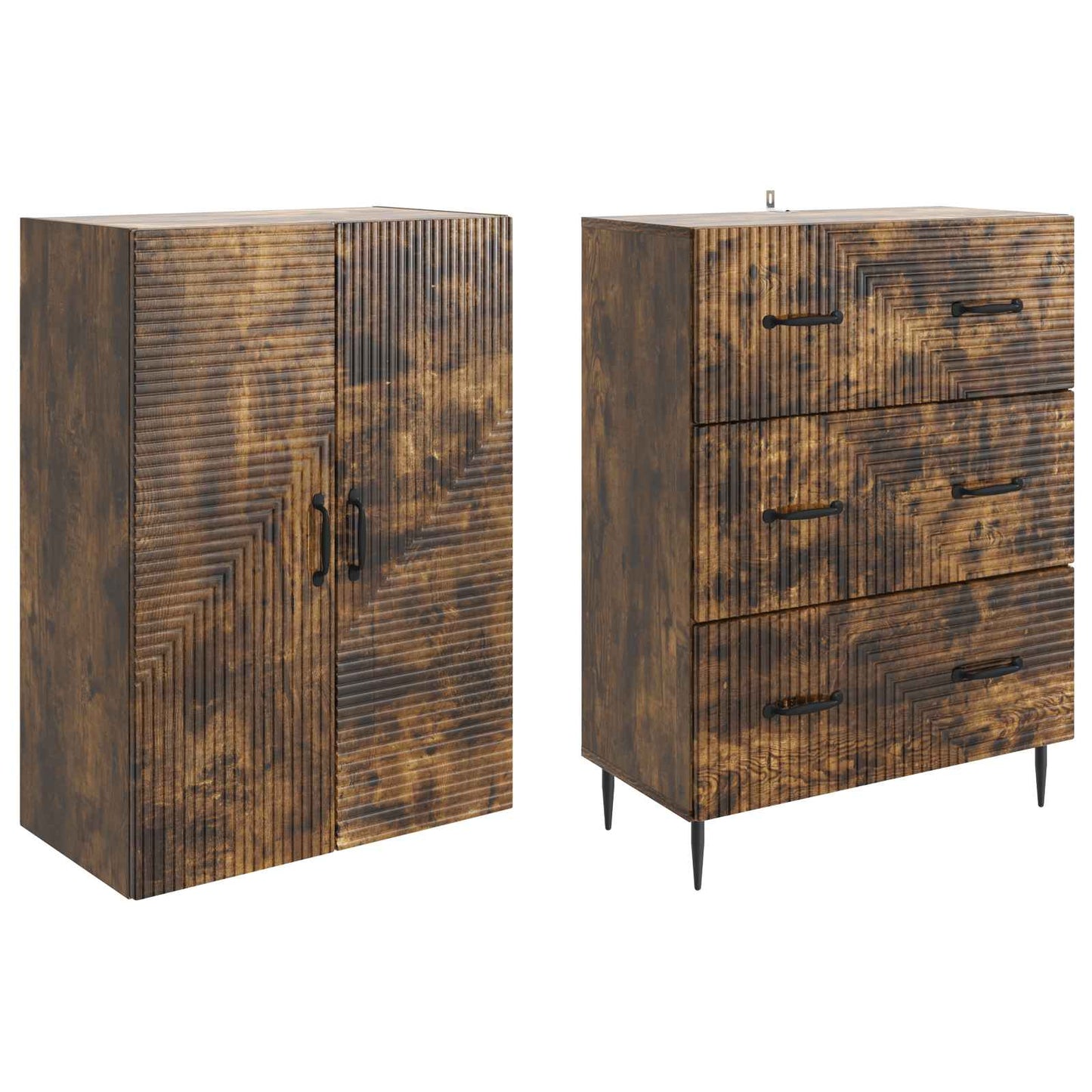 Cabinet Set 2 pcs 66 x 34.5 x 90 cm Engineered Wood Smoked Oak