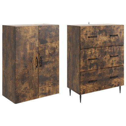 Cabinet Set 2 pcs 66 x 34.5 x 90 cm Engineered Wood Smoked Oak