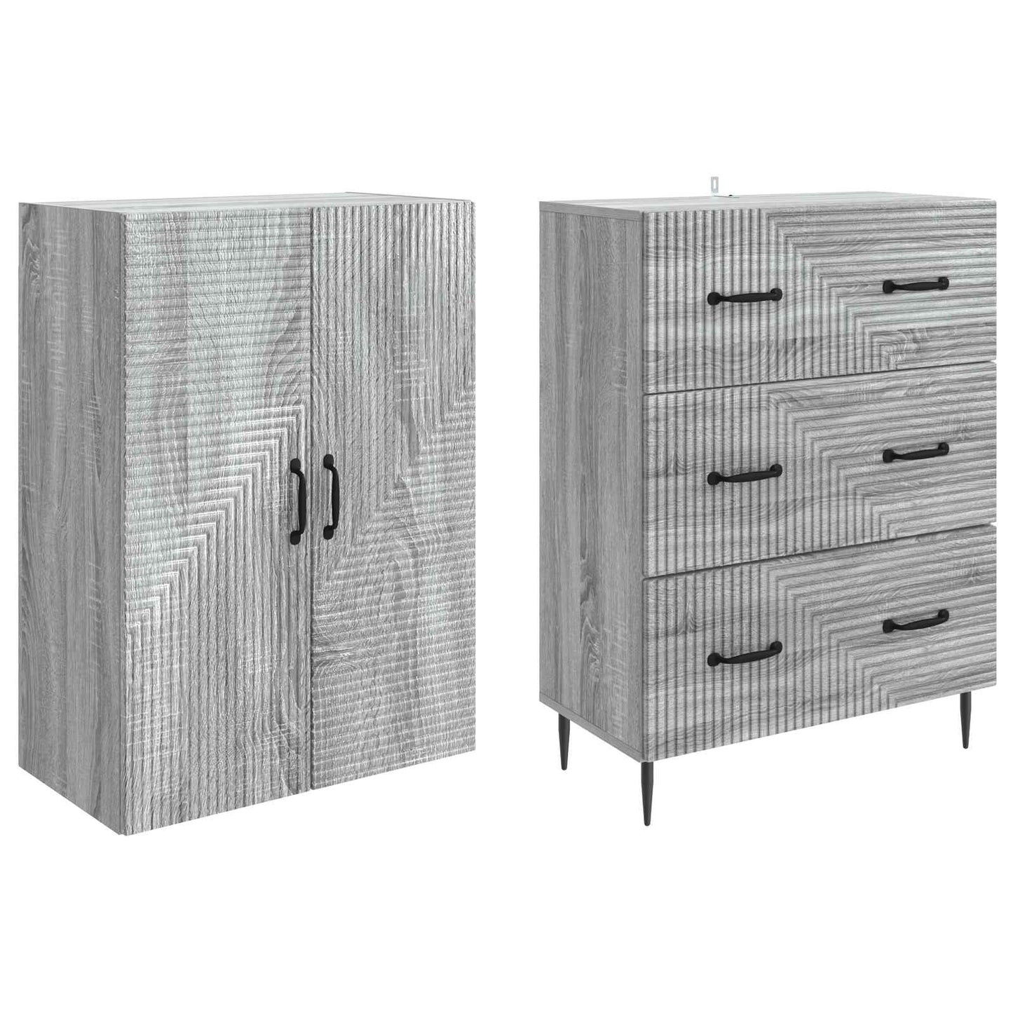 Cabinet Set 2 pcs 66 x 34.5 x 90 cm Engineered Wood Grey Sonoma
