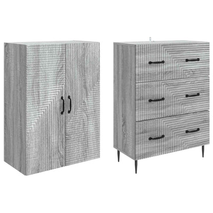 Cabinet Set 2 pcs 66 x 34.5 x 90 cm Engineered Wood Grey Sonoma