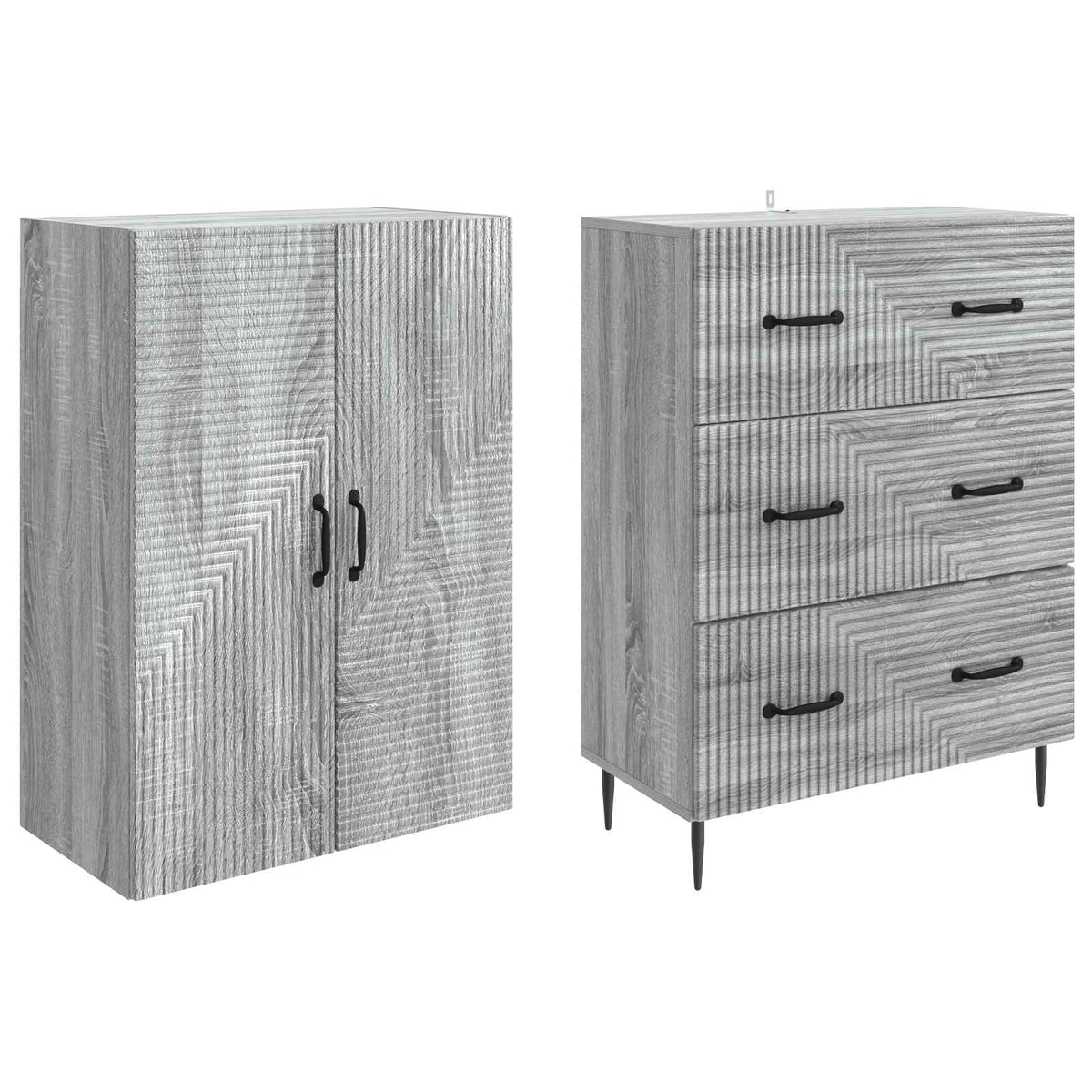 Cabinet Set 2 pcs 66 x 34.5 x 90 cm Engineered Wood Grey Sonoma