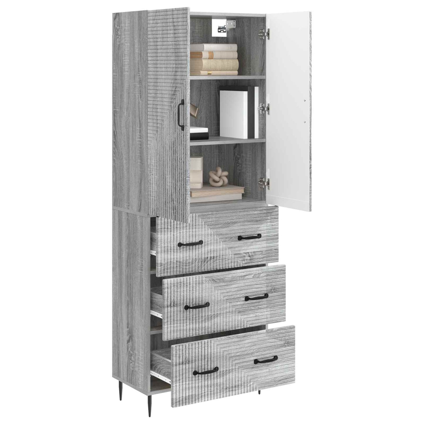 Cabinet Set 2 pcs 66 x 34.5 x 90 cm Engineered Wood Grey Sonoma