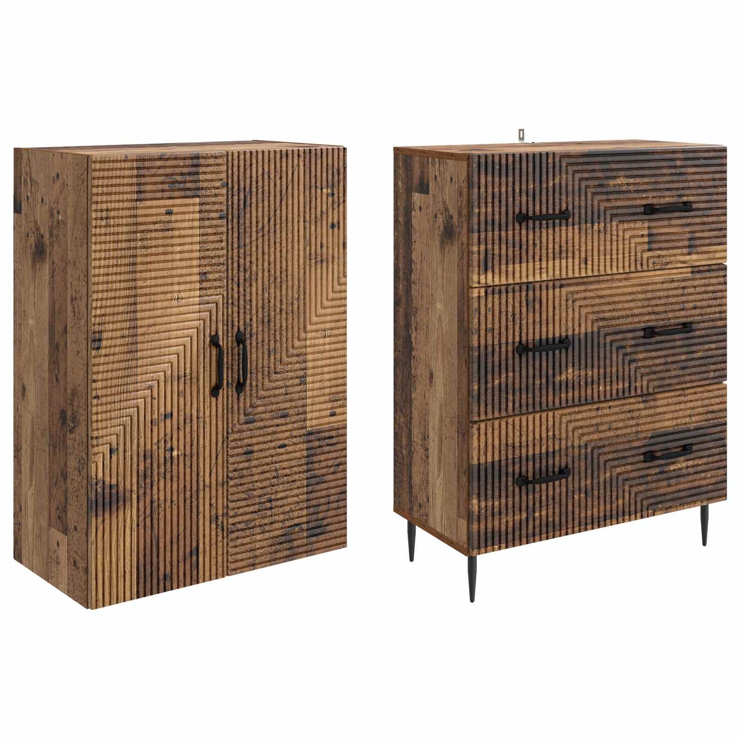 Cabinet Set 2 pcs 66 x 34.5 x 90 cm Engineered Wood Old Wood