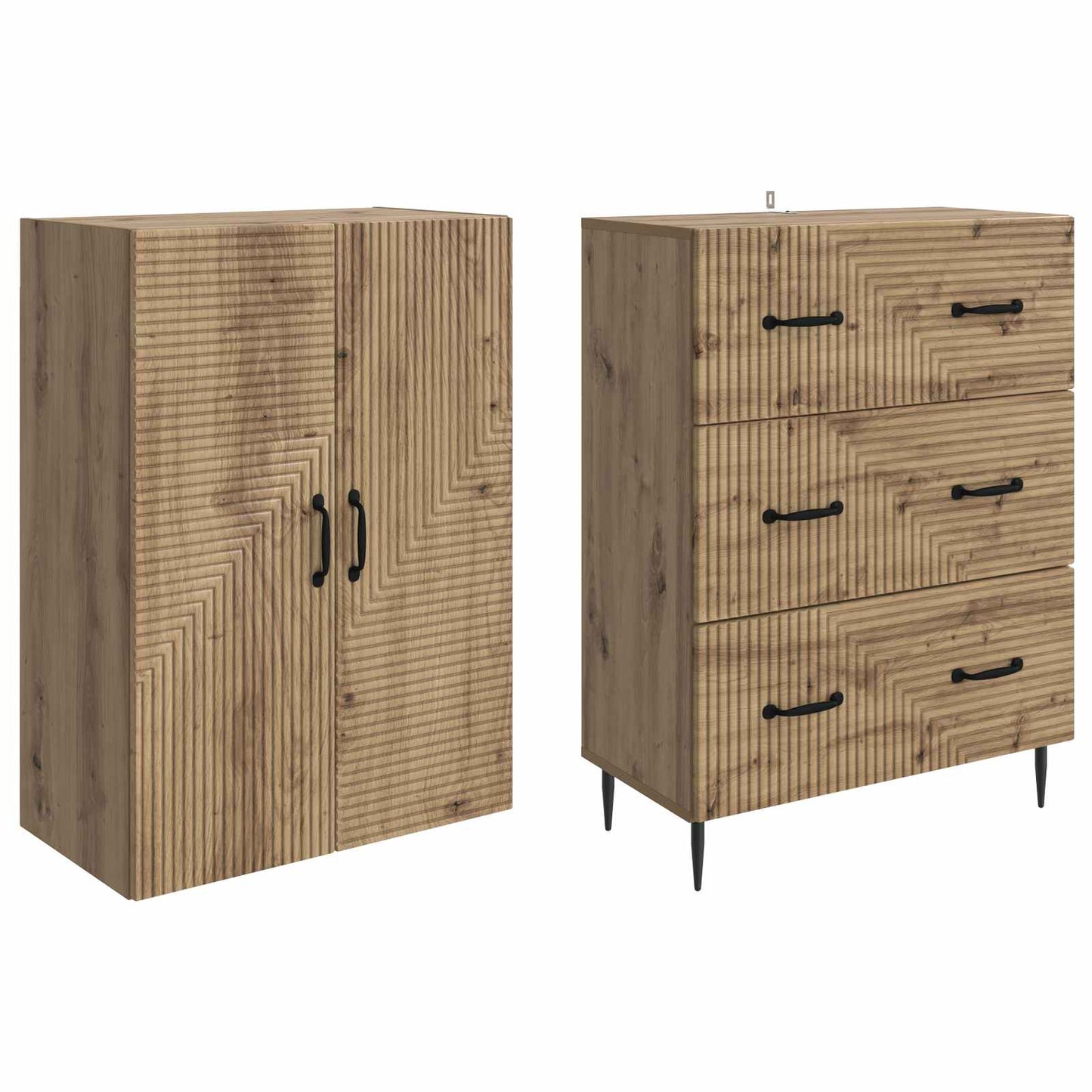Cabinet Set 2 pcs Artisan Oak 66 x 34.5 x 90 cm Engineered Wood