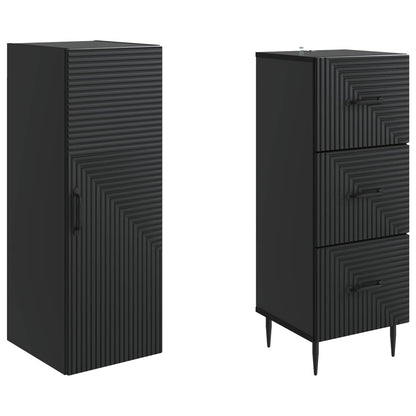 Cabinet Set 2 pcs 33 x 34.5 x 90 cm Engineered Wood Black