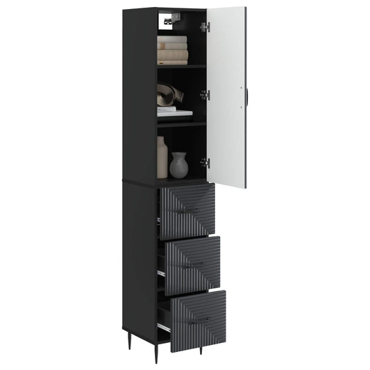 Cabinet Set 2 pcs Black 33 x 34.5 x 90 cm Engineered Wood