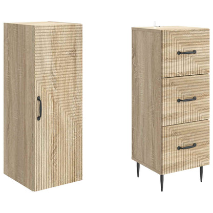 Cabinet Set 2 pcs 33 x 34.5 x 90 cm Engineered Wood Sonoma Oak